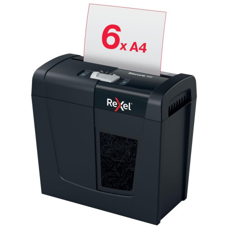 Rexel 2020122 Secure X6 - Destructeur de Documents Coupe Croisée Sécurité P4, Capacité 7-6 Feuilles (70-80 g/m²), Corbeille 10 l