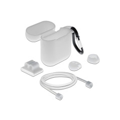DeLOCK Apple 18351 Coque de Protection en Silicone avec kit d'accessoires 5 en 1 Blanc Compatible avec Airpods 1 & 2