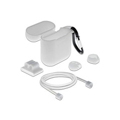 DeLOCK Apple 18351 Coque de Protection en Silicone avec kit d'accessoires 5 en 1 Blanc Compatible avec Airpods 1 & 2