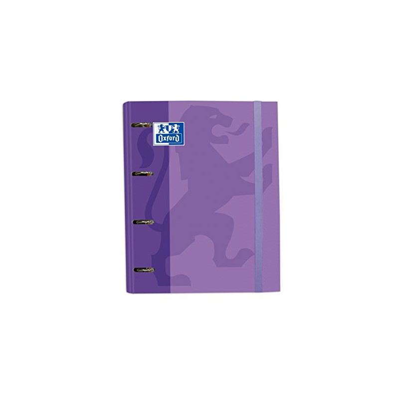 Oxford, Classeur 4 anneaux A4+ couverture extra rigide avec élastique. Recharge quadrillée 5 x 5. Couleur mauve Oxford, Classeur 4 anneaux A4+ couverture extra rigide avec élastique. Recharge quadrillée 5 x 5. Couleur mauve