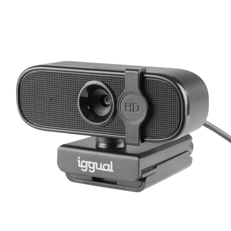 iggual – Webcam Full HD 1080p avec Microphone intégré, caméra Web USB pour PC avec Cache de Protection et Base Flexible Compatib