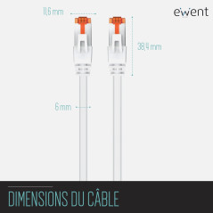 Ewent Câble Patch Ethernet Cat 6 S/FTP, Transmission jusqu'à 1Gigabit, AWG 27/7, Double Blindage, 2 connecteurs RJ45. Idéal pour