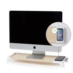 Serena Group Support Moniteur en Bois avec Chargeur sans Fil pour Smartphone Hub Station Eyes8