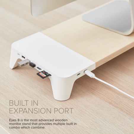 Serena Group Support Moniteur en Bois avec Chargeur sans Fil pour Smartphone Hub Station Eyes8