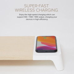 Serena Group Support Moniteur en Bois avec Chargeur sans Fil pour Smartphone Hub Station Eyes8