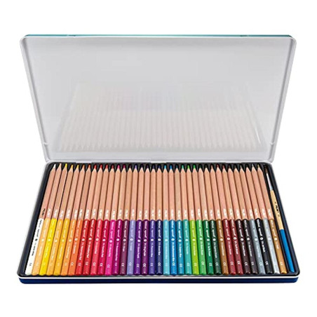 MILAN Boîte métallique 36 crayons de couleurs aquarellables mine épaisse Ø 3,5 mm hexagonale + pinceau