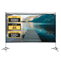 iggual Écran de Projection 120" Panoramique 16:9 - Pliable et Portable avec Support - Vision 120º - Adapté Intérieur et Extérieu