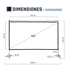 iggual Écran de Projection 120" Panoramique 16:9 - Pliable et Portable avec Support - Vision 120º - Adapté Intérieur et Extérieu