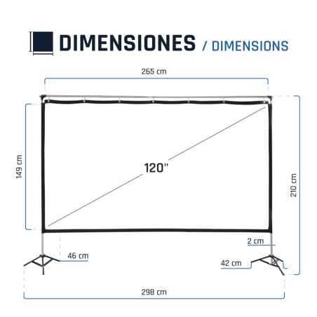 iggual Écran de Projection 120" Panoramique 16:9 - Pliable et Portable avec Support - Vision 120º - Adapté Intérieur et Extérieu