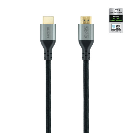 NANOCABLE 10.15.8102 Câble HDMI 2.1 certifié ULTRA HIGH SPEED type A Mâle, résolutions vidéo jusqu'à 8K@60Hz et 4K@120Hz, Noir,