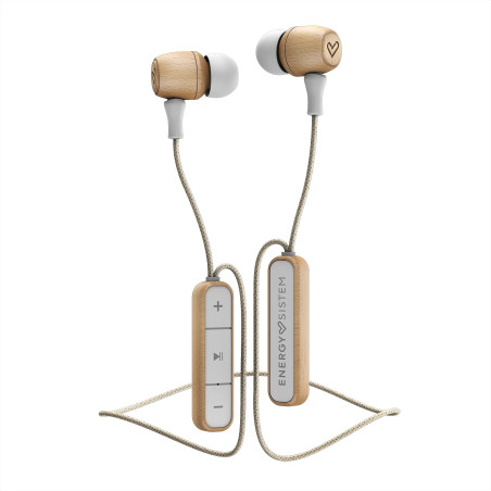 Energy Sistem Earphones Eco Casque Bluetooth Beech Wood Écouteur (Intra-Auriculaires, Bois Durable, câble de Chanvre, Microphone