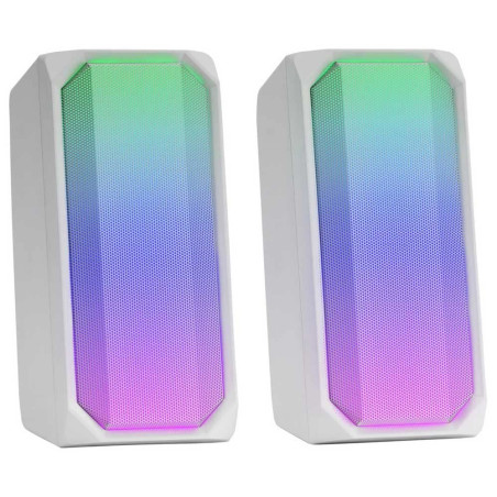 Mars Gaming MSRGB, Haut-parleurs Gaming 15W Bluetooth 5.0, Éclairage RGB, Full Mesh, 2 Drivers Actifs, Blanc