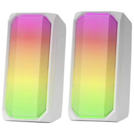 Mars Gaming MSRGB, Haut-parleurs Gaming 15W Bluetooth 5.0, Éclairage RGB, Full Mesh, 2 Drivers Actifs, Blanc