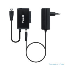 TOOQ TQHDA-01A - Adaptateur USB 3.0 USB-A vers SATA pour disques durs 2,5" et 3,5", avec Alimentation, Noir