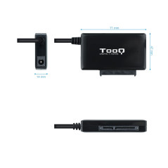 TOOQ TQHDA-01A - Adaptateur USB 3.0 USB-A vers SATA pour disques durs 2,5" et 3,5", avec Alimentation, Noir