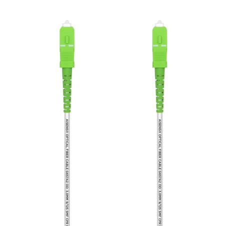 AISENS CABLE FIBRA ÓPTICA LATIGUILLO G657A2 3.0 9/125 SMF SIMPLEX CPR DCA LSZH, SC/APC-SC/APC, BLANCO, 10M