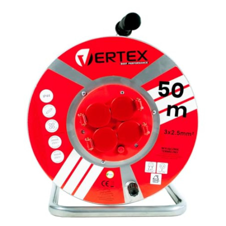 Vertex PB50METAL Câble d'extension 50 m 3 x 2 5 mm 3000 W IP44 Noir