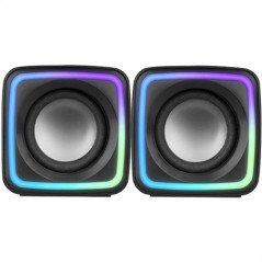 Mars Gaming MSCUBE, Haut-parleurs Gaming Compacts 8W, Son DSP Spatial, Éclairage RGB Active-Flow, Boîtier de Contrôle, Connexion