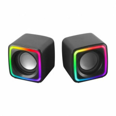 Mars Gaming MSCUBE, Haut-parleurs Gaming Compacts 8W, Son DSP Spatial, Éclairage RGB Active-Flow, Boîtier de Contrôle, Connexion