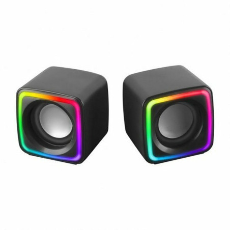 Mars Gaming MSCUBE, Haut-parleurs Gaming Compacts 8W, Son DSP Spatial, Éclairage RGB Active-Flow, Boîtier de Contrôle, Connexion