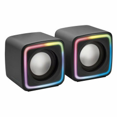 Mars Gaming MSCUBE, Haut-parleurs Gaming Compacts 8W, Son DSP Spatial, Éclairage RGB Active-Flow, Boîtier de Contrôle, Connexion