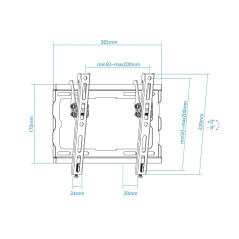 TooQ LP1044T-B - Support Mural pour écrans de 23"- 43"