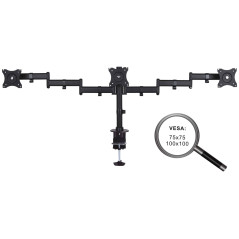PureMounts OFFICE-03 Soporte de escritorio Para 3 monitores 33-69 cm (13-27"), inclinable: -45 ° a 45 °, giratorio: 180 °, girat