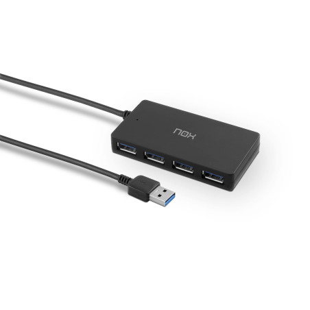 NOX XTREME PRODUCTS - HUB USB 4 PORT USB 3.0, COMPATIBLE WINDOWS XP/VISTA/7/8/10, MAC OS 10, LINUX, NOIR