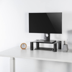 AISENS Soporte Elevador Cristal para Monitor y Portátil Hasta 32"