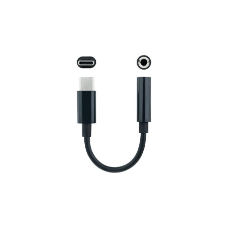 Nanocable 10.24.1205 - Câble Adaptateur Audio USB-C/M vers Jack 3.5/H, 11 cm, Noir