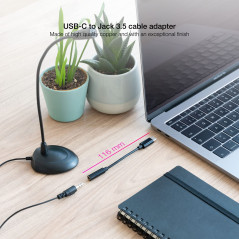 Nanocable 10.24.1205 - Câble Adaptateur Audio USB-C/M vers Jack 3.5/H, 11 cm, Noir