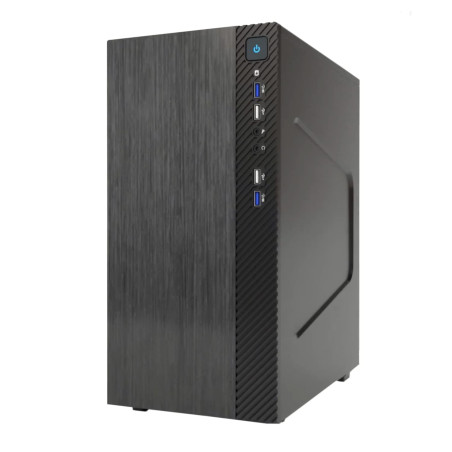 Itek SMALLCOM-B Boîtier Mini Tower, mATX, 2 Ports USB 3, 2 Ports USB 2, brossé, Noir