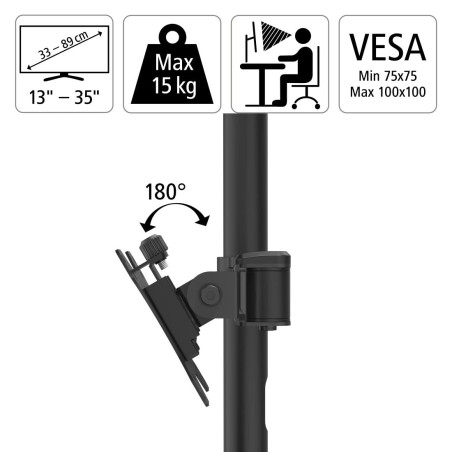 Hama Support écran PC Double Bras '00118493' (Bras Extensibles pour 2 Ecrans Moniteurs PC 33-89 cm /13"-35", Hauteur réglable, P
