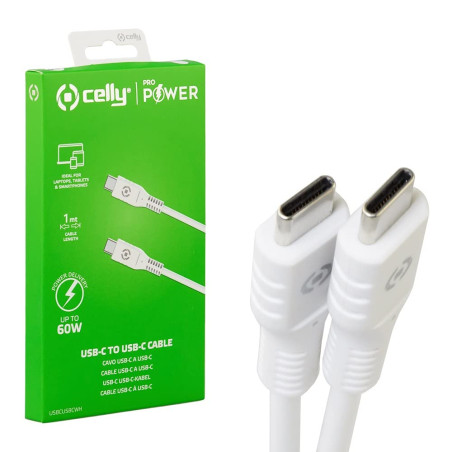 Celly USB-C USB-C PD 60W Cable WH