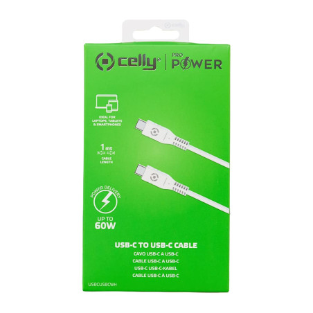 Celly USB-C USB-C PD 60W Cable WH