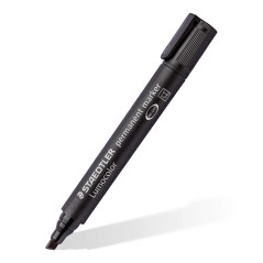 Staedtler Lumocolor Permanent, Marqueurs permanents multi-surfaces à pointe biseau, Encre résistante à l'eau et aux UV, Étui che