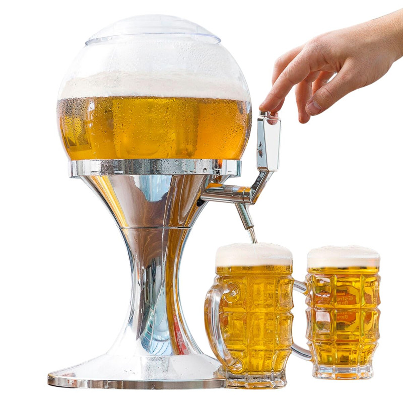 InnovaGoods - Distributeur de Bière Réfrigérant 3,5L, Machine à Jus de Fruits, Fontaine d'alcool avec Réservoir à Glaçons, PMMA 