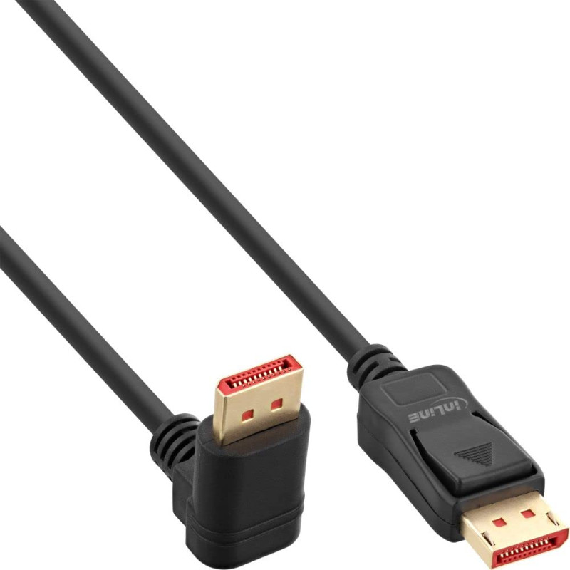 InLine® Câble DisplayPort 1.4 8K4K coudé vers le bas Noir/doré 1 m InLine® Câble DisplayPort 1.4 8K4K coudé vers le bas Noir/doré 1 m