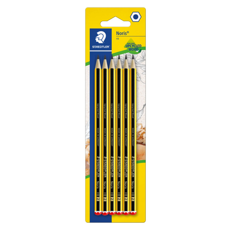 Staedtler Noris 120, Crayons à papier HB en bois de haute qualité, Étui blister de 6 crayons HB, 120-2BK6DA Staedtler Noris 120, Crayons à papier HB en bois de haute qualité, Étui blister de 6 crayons HB, 120-2BK6DA