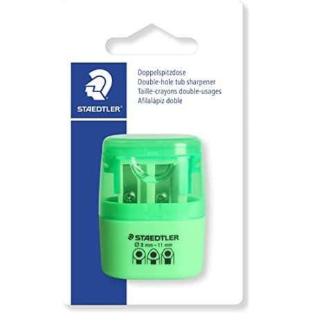 Staedtler 512 - Blister 1 Taille-Crayon 2 Usages Avec Réservoir Vert Fluo