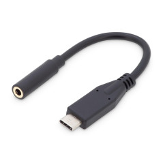 DIGITUS Câble adaptateur USB 3.2 Gen1-0.2 m - USB C (mâle) vers jack 3.5 mm (femelle) - 5 Gbit/s - Adaptateur USB - noir