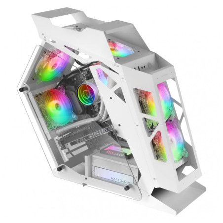 Mars Gaming MCV-One, Boîtier Gaming ATX, Double Verre Trempé Continu, Ventilateur FRGB 12cm, Structure à Double Chambre, Moyen-T