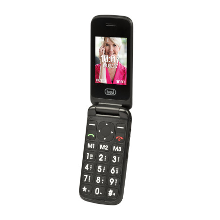 Trevi -Téléphone Portable pour Personnes âgées à clapet avec Grandes Touches Grand écran LCD 2.4 Fonction sos Double caméras Rad