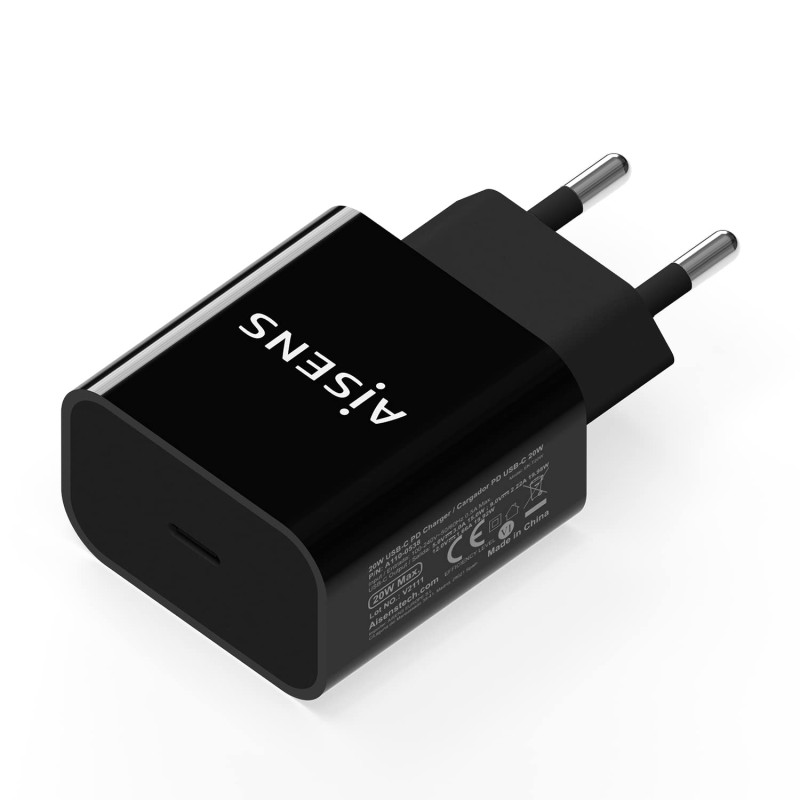 AISENS - A110-0538 - Chargeur USB-C PD 20 W, 5 V/3 A 9 V/2,2 A 12 V/1,66 A, noir AISENS - A110-0538 - Chargeur USB-C PD 20 W, 5 V/3 A 9 V/2,2 A 12 V/1,66 A, noir