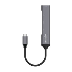 AISENS - A109-0541 - HUB USB 3.1 USB-C Aluminium, USB-C/M-4xType A/H, Gris, 10 cm