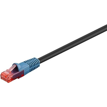 Goobay 94391 Câble de raccordement de réseau CAT6 pour l'extérieur, résistant à l´eau et avec protection contre les UV, noir/ble