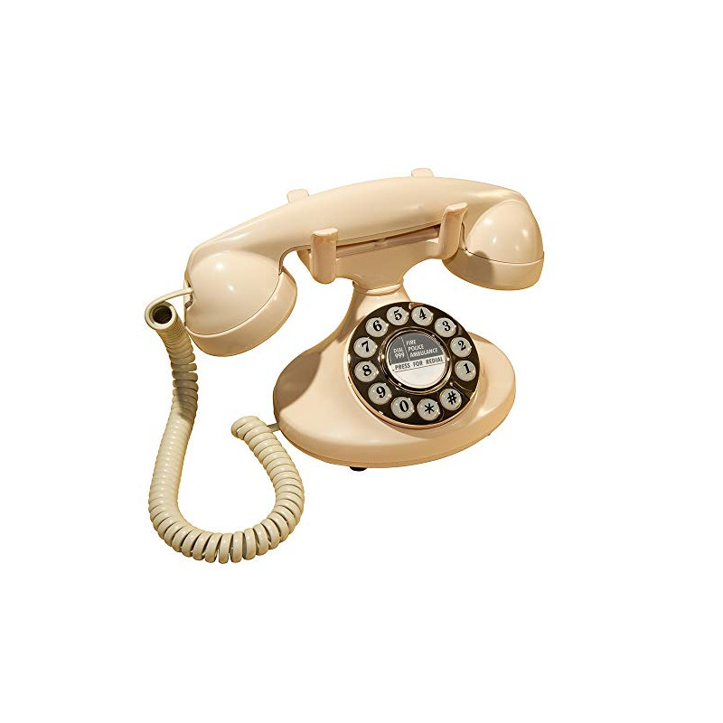 GPO Pearl -Téléphone filaire classique rétro à bouton-poussoir nacré - Ivoire GPO Pearl -Téléphone filaire classique rétro à bouton-poussoir nacré - Ivoire