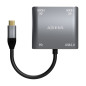 AISENS Adaptateur USB Type-C A109-0625 2X HDMI HEMBRA VGA HEMBRA USB Type-C MACHO USB HEMBRA USB Type-C HEMBRA