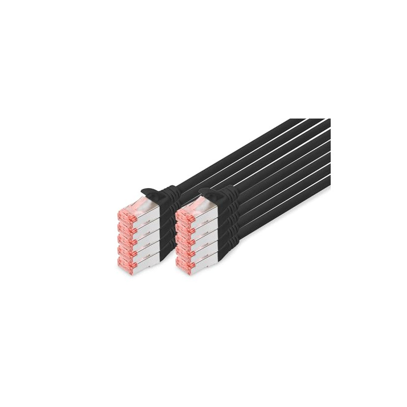 DIGITUS Câble LAN Cat 6-1m - 10 pièces - RJ45 Câble réseau - S/FTP Blindé - Compatible Cat 6A & Cat 7 - Noir DIGITUS Câble LAN Cat 6-1m - 10 pièces - RJ45 Câble réseau - S/FTP Blindé - Compatible Cat 6A & Cat 7 - Noir