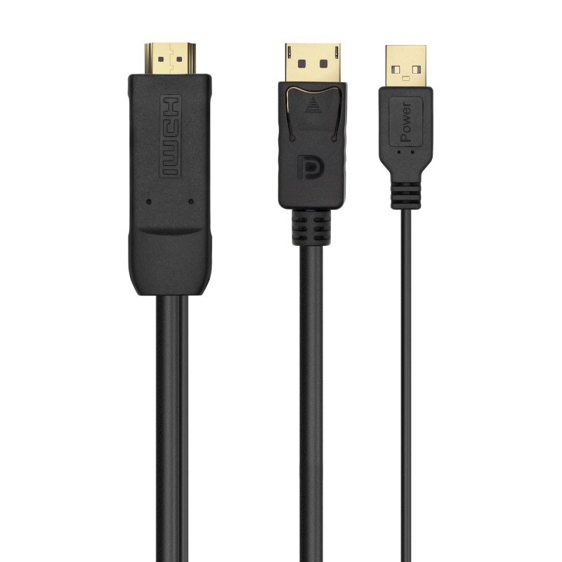AISENS CABLE CONVERSOR A122-0641 DISPLAYPORT MACHO HDMI MACHO USB MACHO 10 cm + 1,8 m NEGRO AISENS CABLE CONVERSOR A122-0641 DISPLAYPORT MACHO HDMI MACHO USB MACHO 10 cm + 1,8 m NEGRO